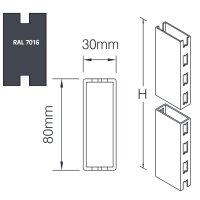 Säule 80x30 mm - 150 cm lang, anthrazit
