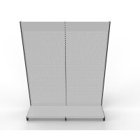 Wall shelf 240x200 cm (HxW), perforated metal back panel, gray