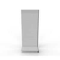 Wall shelf Tego 260x100 cm (HxW), perforated sheet metal rear panel, grey